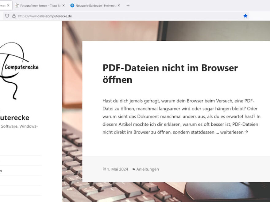 Screenshot Firefox mehrere Tabs offen