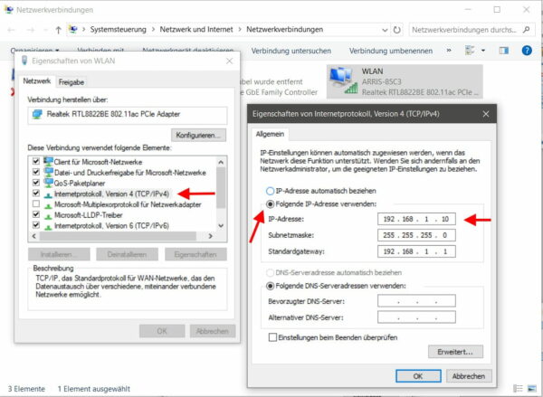 IP-Adresse manuell einstellen unter Windows