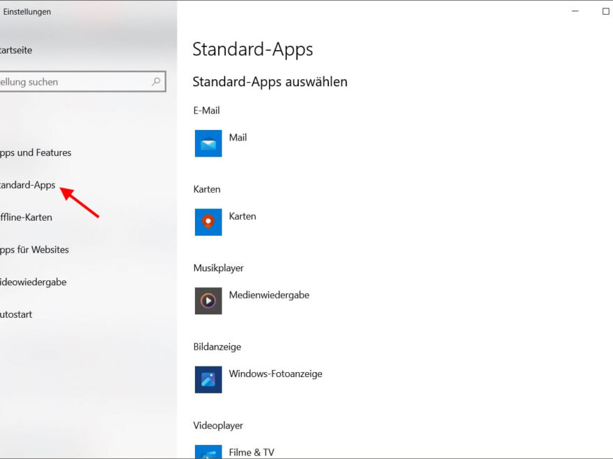 Standardprogramm in Windows 10 festlegen