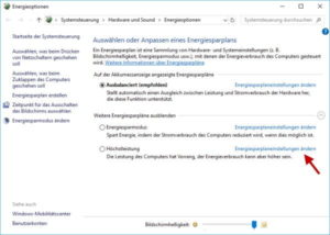 Anpassen eines Energiesparplans