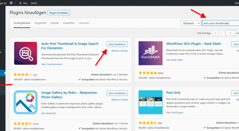 Auto Post Thumbnail & Image Search For Elementor installieren
