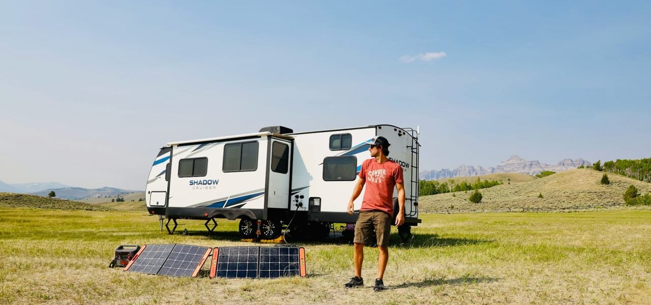 Solar Powerstation beim Camping