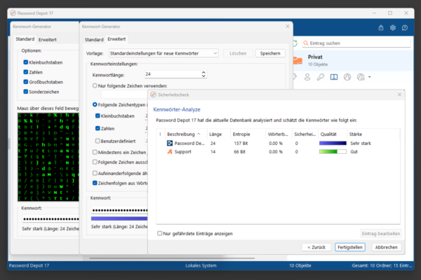 Kennwörter analysieren und sichere Passwörter erzeugen