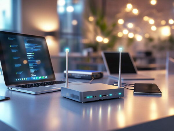 Gateway im modernen Netzwerk-Setup mit Router und verbundenen Geräten