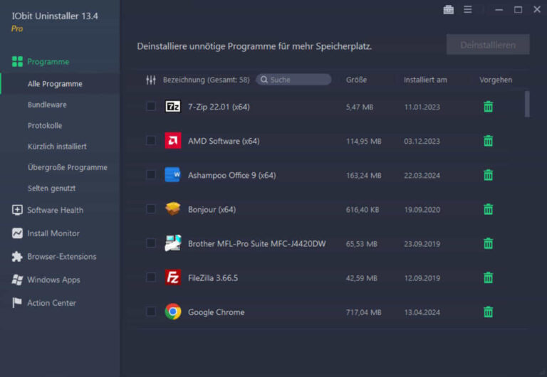 IObit Uninstaller Programme deinstallieren