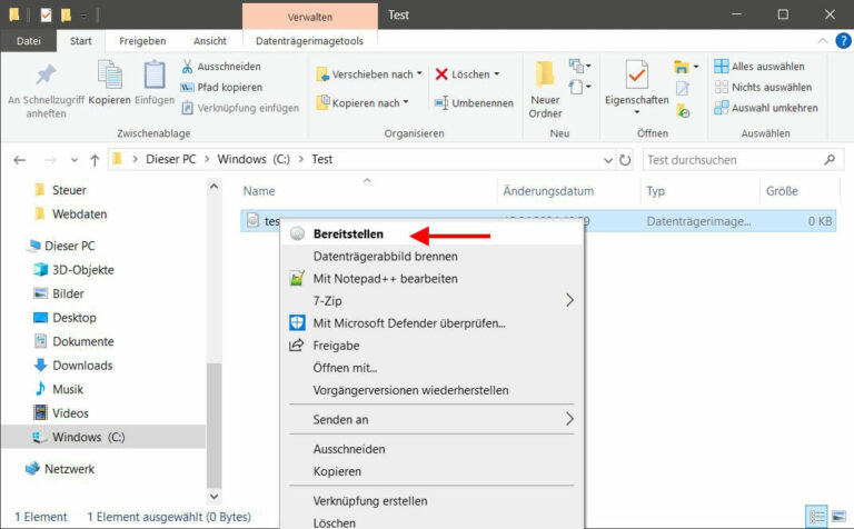 ISO-Abbild in Windows 10 einbinden