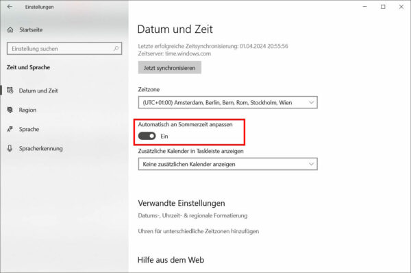 Sommerzeit und Winterzeit automatisch einstellen