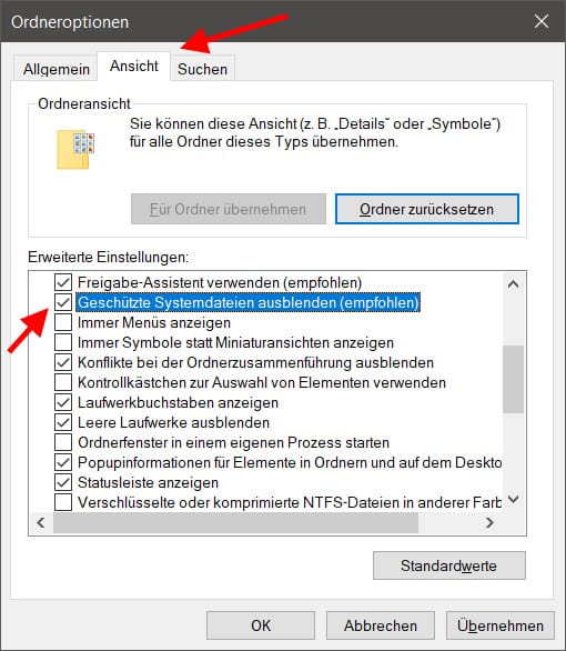 Versteckte Dateien, Ordner und Laufwerke im Windows Explorer anzeigen