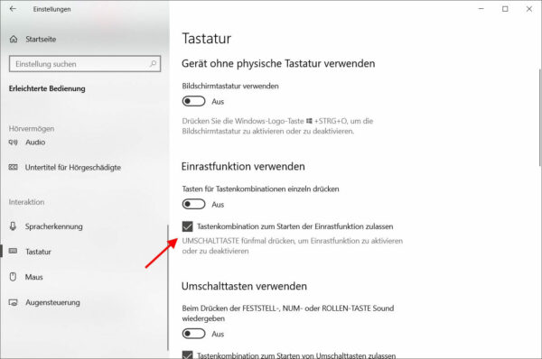 Einrastfunktion aktivieren oder deaktivieren bei Windows 10