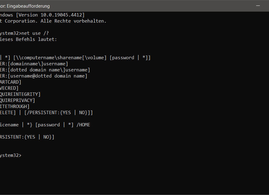 net use Befehle Überblick