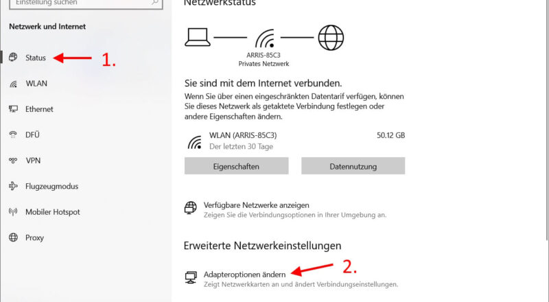 IP-Adresse einstellen bei Windows Schritt 1