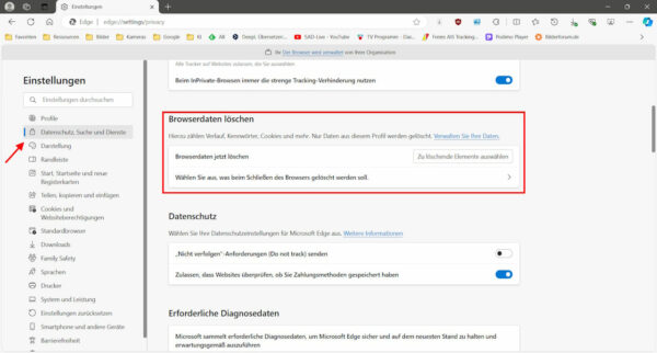 Microsoft Edge Browserverlauf löschen
