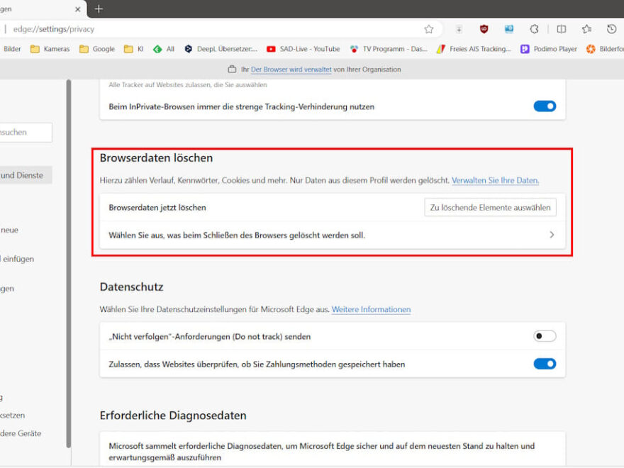 Microsoft Edge Browserverlauf löschen