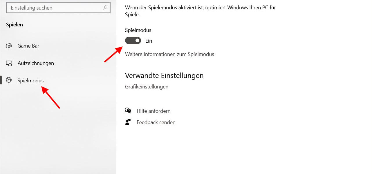 Spielmodus aktivieren in Windows 10