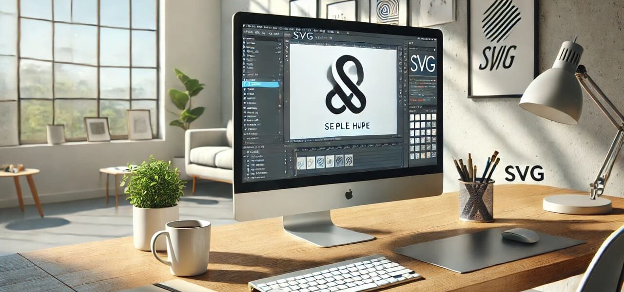 Moderner Arbeitsplatz mit geöffneter SVG-Datei zur Bearbeitung