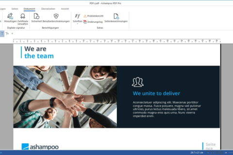 Screenshot der Bearbeitungsoberfläche von Ashampoo PDF Pro 4
