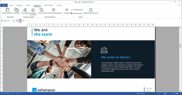 Screenshot der Bearbeitungsoberfläche von Ashampoo PDF Pro 4