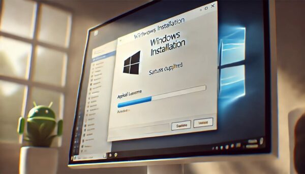 Nahaufnahme des Windows Installer-Fensters mit Fortschrittsbalken